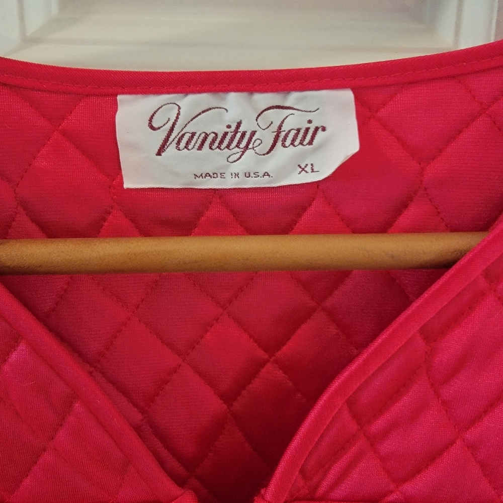 Vintage Vanity‎ Fair Housecoat Robe XL Pink Quilted Trim - Picture 5 of 9